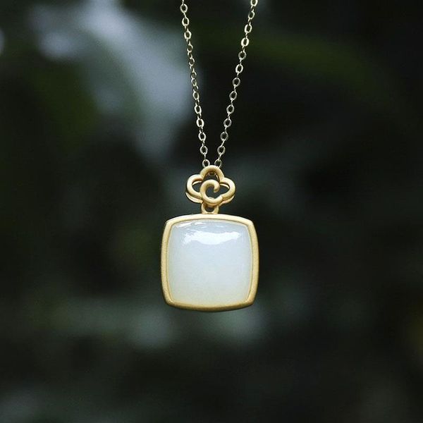 chains natural hetian white jade square cloud necklace pendant simple temperament exquisite women's jewelry daily wedding accessories, Silver
chains natural hetian white jade square cloud necklace pendant simple temperament exquisite women's jewelry daily wedding accessories, Silver