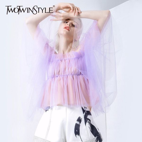 mesh perspective blouse for women off shoulder puff sleeves loose oversized blouses female spring new 210428, White
mesh perspective blouse for women off shoulder puff sleeves loose oversized blouses female spring new 210428, White