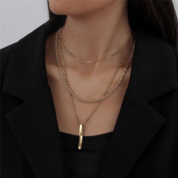 chains stainless steel pendant necklaces for women punk multilayer twsit chain choker necklace fashion jewelry gift, Silver
chains stainless steel pendant necklaces for women punk multilayer twsit chain choker necklace fashion jewelry gift, Silver