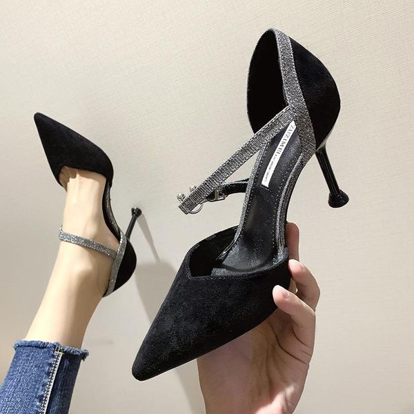 women sandals flock sequined cloth buckle strap 6cm 8cm thin heels high pointed toe bling shallow size 35-42 dress shoes, Black
women sandals flock sequined cloth buckle strap 6cm 8cm thin heels high pointed toe bling shallow size 35-42 dress shoes, Black