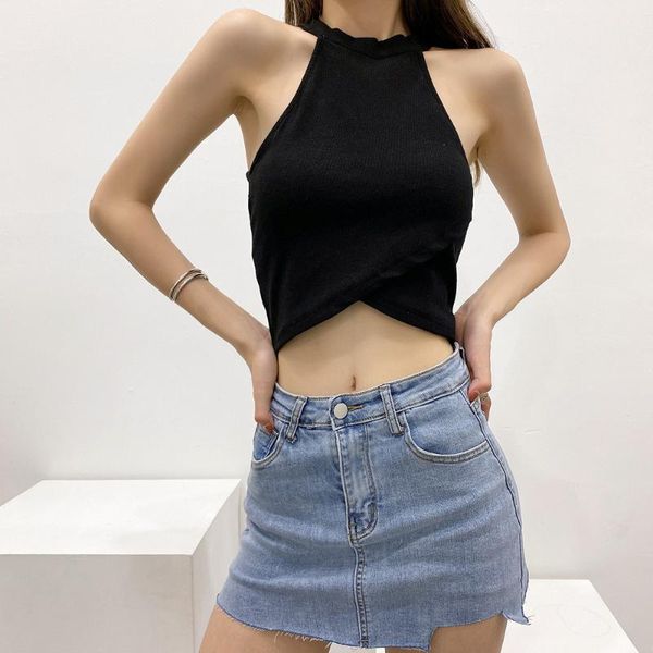 women's tanks & camis summer style holiday solid color round neck irregular cross vest women, stretch tight strapless short women, White
women's tanks & camis summer style holiday solid color round neck irregular cross vest women, stretch tight strapless short women, White