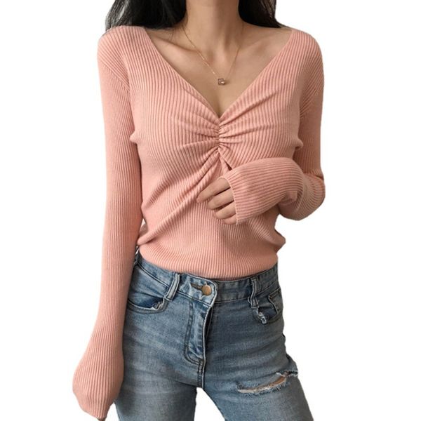 v neck women sweater autumn winter knitted pullover jumper fashion soft korean slim long sleeve female basic top, White;black
v neck women sweater autumn winter knitted pullover jumper fashion soft korean slim long sleeve female basic top, White;black