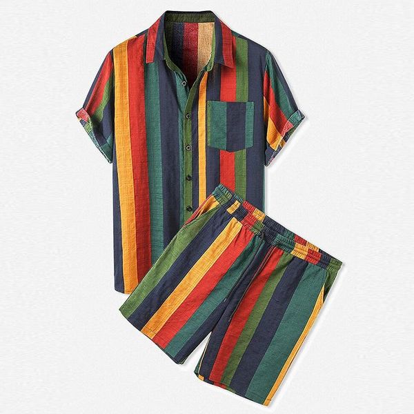 men's tracksuits 2021 vintage outfits striped print men sets casual lapel shirts and drawstring shorts suits clothing summer streetwear, Gray
men's tracksuits 2021 vintage outfits striped print men sets casual lapel shirts and drawstring shorts suits clothing summer streetwear, Gray