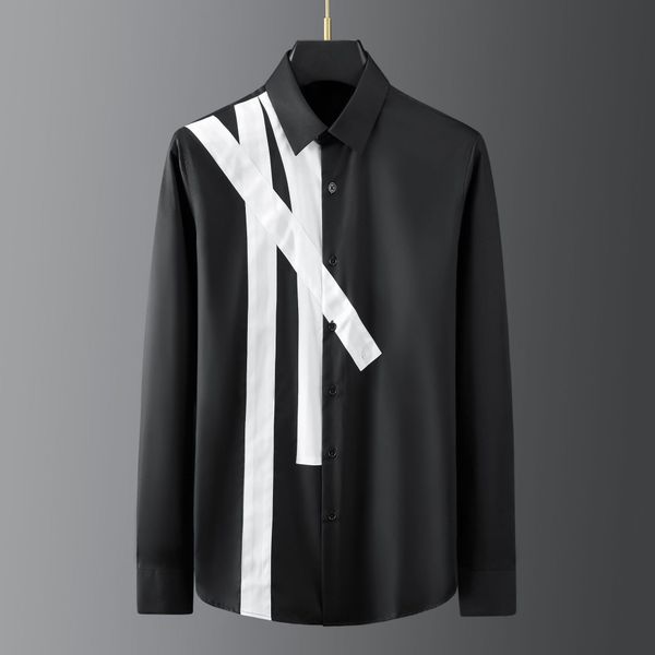 business shirt deluxe and fashionable front irregular patching men's fashion brand long sleeve casual grade, White;black
business shirt deluxe and fashionable front irregular patching men's fashion brand long sleeve casual grade, White;black