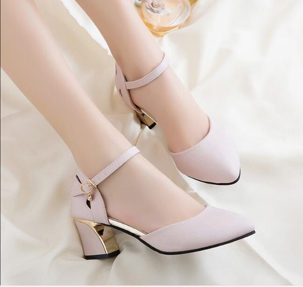 summer spring pointed shoes with a single shoe buckle female high heels wild casual pink sandals h, Black
summer spring pointed shoes with a single shoe buckle female high heels wild casual pink sandals h, Black