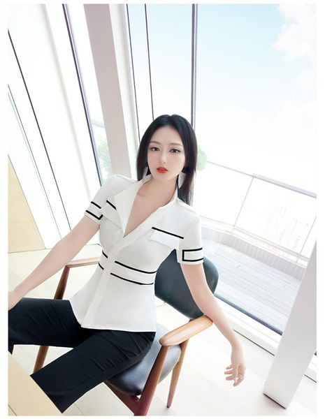 women's two piece pants summer office lady fashion casual skinny brand female women girls short sleeve shirt suits sets clothing, White
women's two piece pants summer office lady fashion casual skinny brand female women girls short sleeve shirt suits sets clothing, White