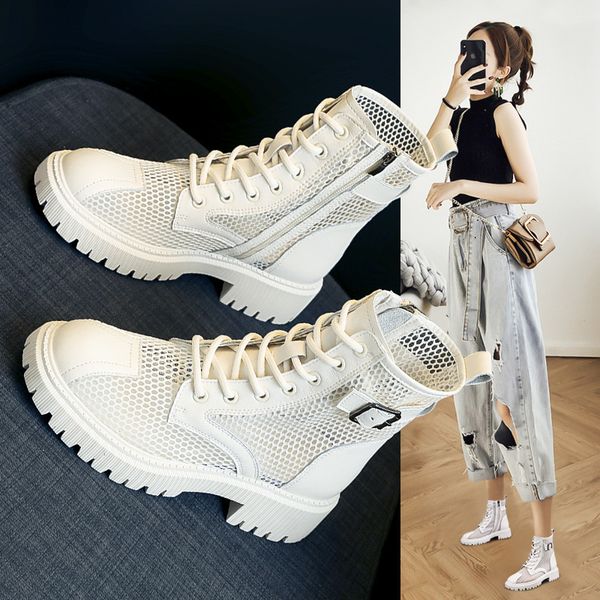 white mh martin boots women's summer thin 2021 inner high sho leather breathable hollow short, Black
white mh martin boots women's summer thin 2021 inner high sho leather breathable hollow short, Black
