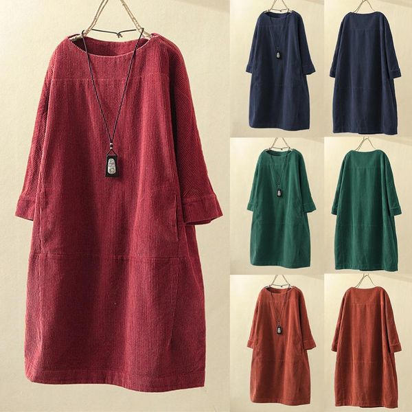 womens dress clothing plus size 5xl spring autumn solid color long sleeve o neck corduroy pockets loose midi v party, Black;gray
womens dress clothing plus size 5xl spring autumn solid color long sleeve o neck corduroy pockets loose midi v party, Black;gray