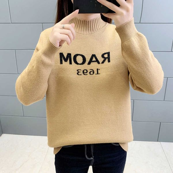women's sweaters thick solid winter woman's knit casual half neck female jumpers long sleeve letter print fleece ladies pullover o, White;black
women's sweaters thick solid winter woman's knit casual half neck female jumpers long sleeve letter print fleece ladies pullover o, White;black