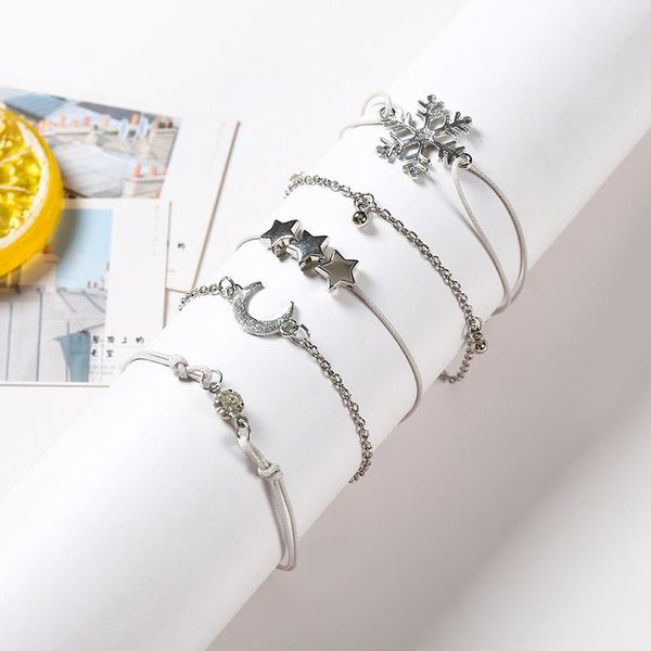 charm bracelets 5pcs/set fashion punk silver chain moon snowflake crystal geometry bracelet set women beach jewelry a direct sale, Golden;silver
charm bracelets 5pcs/set fashion punk silver chain moon snowflake crystal geometry bracelet set women beach jewelry a direct sale, Golden;silver
