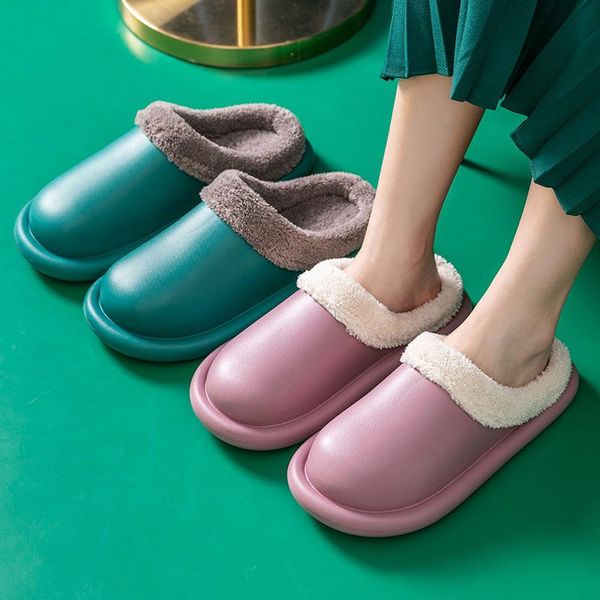 men's slippers home winter indoor warm shoes thick bottom plush waterproof leather house man women cotton sh1014, Black
men's slippers home winter indoor warm shoes thick bottom plush waterproof leather house man women cotton sh1014, Black