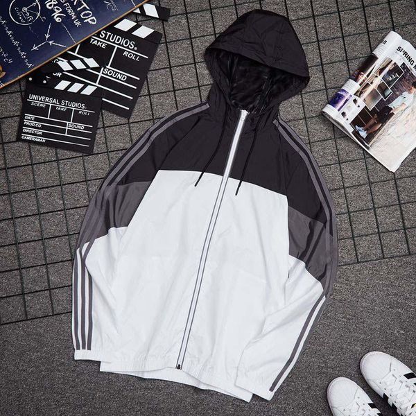 men's jackets sport jacket spring fashion patchwork striped hooded mens windbreaker, Black;brown
men's jackets sport jacket spring fashion patchwork striped hooded mens windbreaker, Black;brown