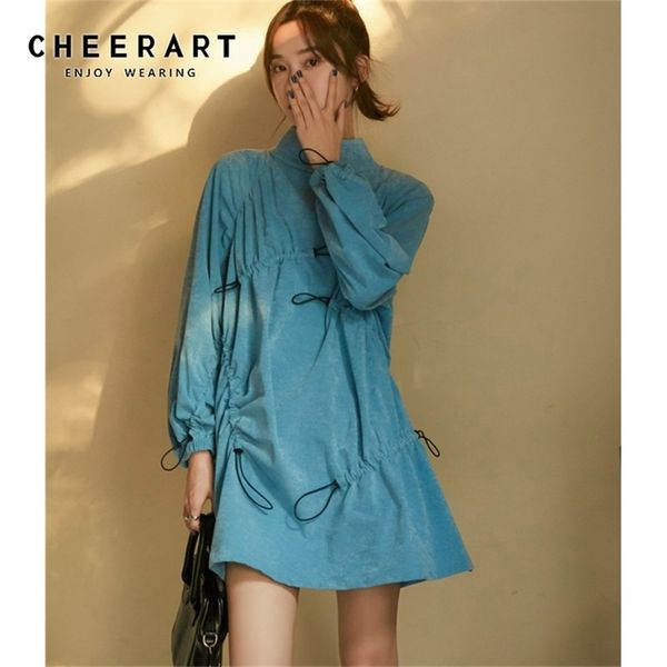 blue turtleneck drawstring long sleeve dress women autumn designer loose mini korean fashion clothing 210427, Black;gray
blue turtleneck drawstring long sleeve dress women autumn designer loose mini korean fashion clothing 210427, Black;gray