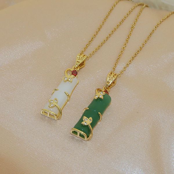 green jade knot titanium steel necklace female fashion wealthy bamboo clavicle chain simple ethnic style jewelry, Silver
green jade knot titanium steel necklace female fashion wealthy bamboo clavicle chain simple ethnic style jewelry, Silver