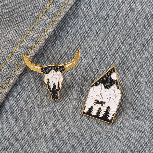 bull head horns enamel pins custom natural night view brooch lapel badge bag punk gothic jewelry gift for friends, Gray
bull head horns enamel pins custom natural night view brooch lapel badge bag punk gothic jewelry gift for friends, Gray