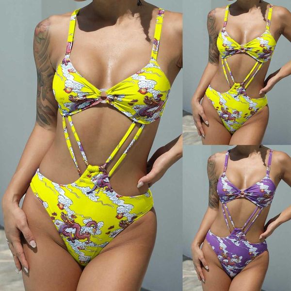 women's swimwear 2021 women conjoined chinese dragon printing brazilian bikini set swimsuit clothing, White;black
women's swimwear 2021 women conjoined chinese dragon printing brazilian bikini set swimsuit clothing, White;black