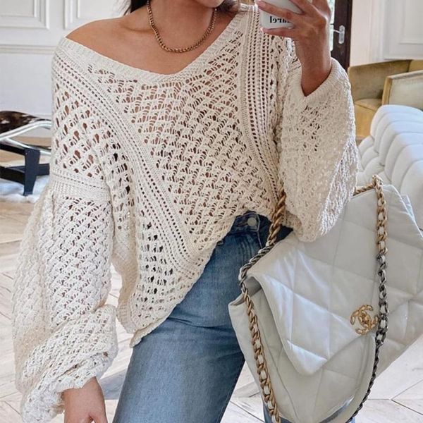women's sweaters yiciya 2021 winter autumn knitted sweater v-neck hollow out lantern sleeve pullover females jumpers, White;black
women's sweaters yiciya 2021 winter autumn knitted sweater v-neck hollow out lantern sleeve pullover females jumpers, White;black