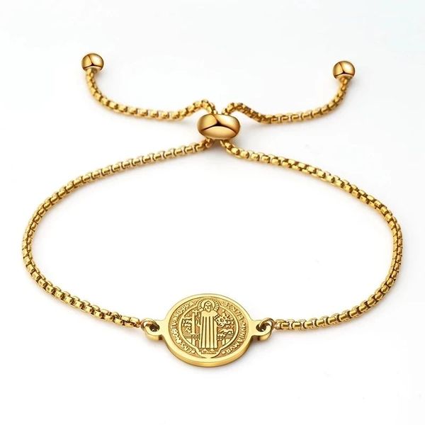 charm bracelets 100% stainless steel san benito bracelet for women gold/silver color metal saint benedict cross medal adjustable chain, Golden;silver
charm bracelets 100% stainless steel san benito bracelet for women gold/silver color metal saint benedict cross medal adjustable chain, Golden;silver