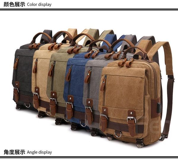 backpack the men's usb charging anti-theft multi-function bag canvas shoulder chest with leather
backpack the men's usb charging anti-theft multi-function bag canvas shoulder chest with leather