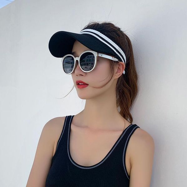 wide brim hats cool knitted embroidery korean english alphabet empty cap running sunshade breathable stripes flexible hat women, Blue;gray
wide brim hats cool knitted embroidery korean english alphabet empty cap running sunshade breathable stripes flexible hat women, Blue;gray