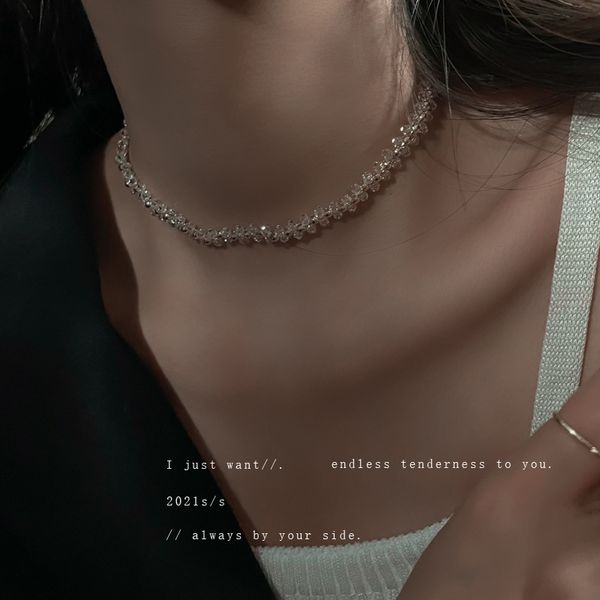 transparent crystal necklace korea east gate simple little fresh girl's clavicle chain personality temperament versatile necklace, Silver
transparent crystal necklace korea east gate simple little fresh girl's clavicle chain personality temperament versatile necklace, Silver