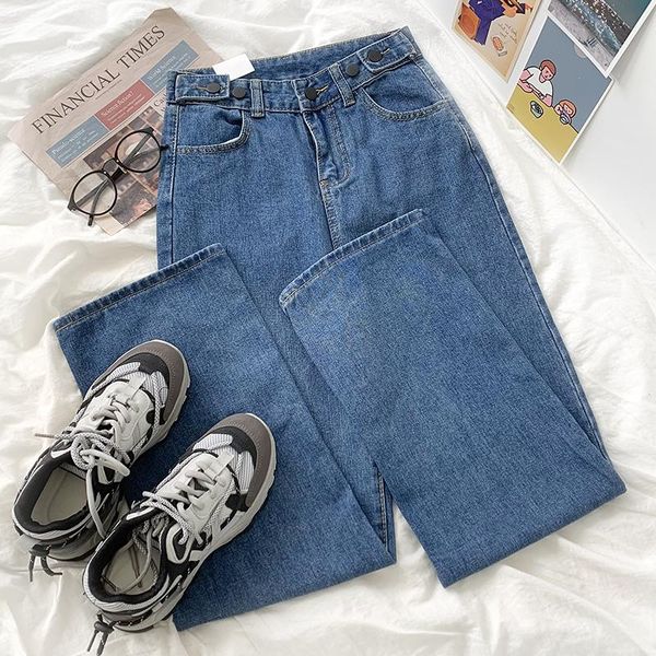 women's jeans korean style adjustable button design retro washed blue high-waisted loose pants
women's jeans korean style adjustable button design retro washed blue high-waisted loose pants