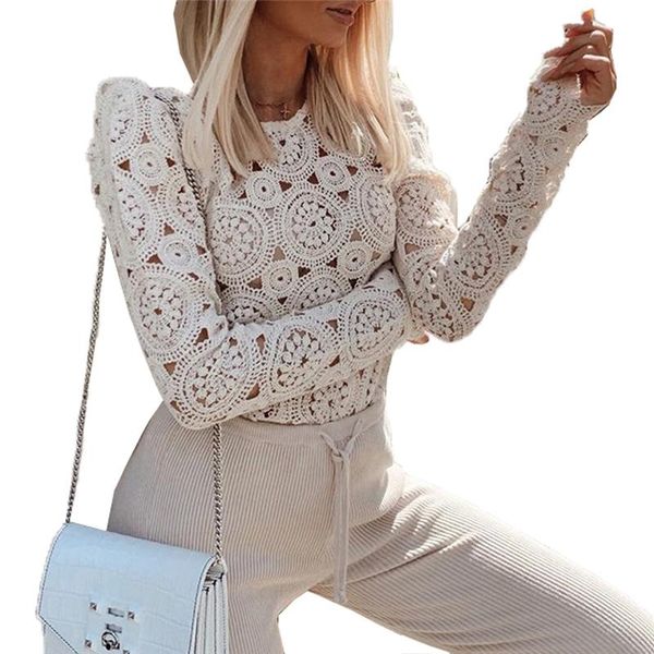 women lace crochet flower blouses ladies casual loose slim puff long sleeve shirts female hallow out clothing women's &, White
women lace crochet flower blouses ladies casual loose slim puff long sleeve shirts female hallow out clothing women's &, White