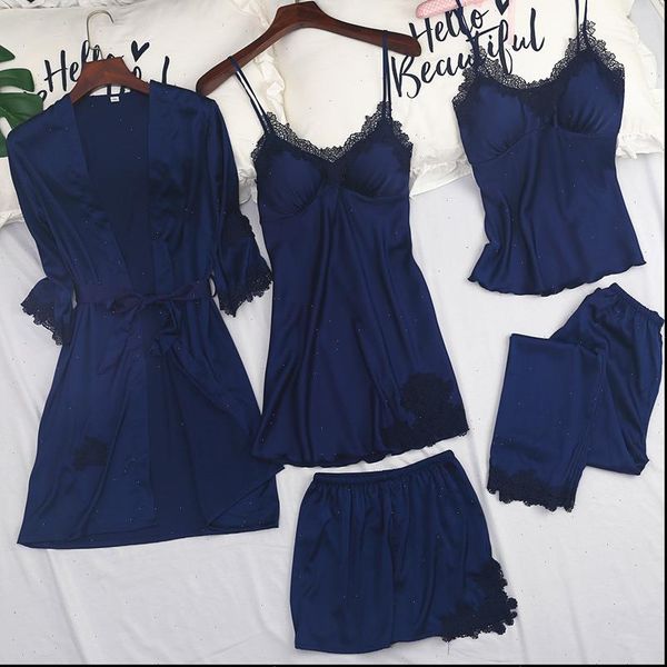 5pc strap pants suit women sleepwear pajamas sets spring autumn home wear nightwear kimono robe bath xl, Black;red
5pc strap pants suit women sleepwear pajamas sets spring autumn home wear nightwear kimono robe bath xl, Black;red