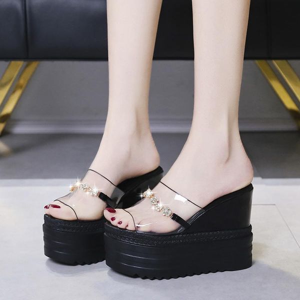 transparent slippers women wedges shoes platform sandals woman 2021 pvc crystal summer high flip flop, Black
transparent slippers women wedges shoes platform sandals woman 2021 pvc crystal summer high flip flop, Black