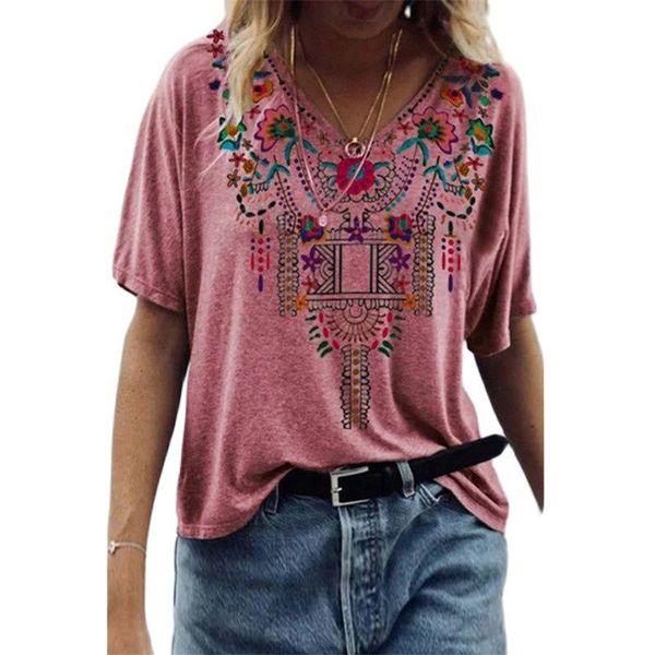 women's t-shirt printed ethnic style v neck short sleeve summer loose tee etstwendy retro casual streetwear clothing, White
women's t-shirt printed ethnic style v neck short sleeve summer loose tee etstwendy retro casual streetwear clothing, White