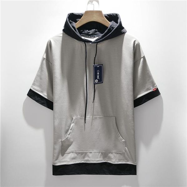 men's hoodies & sweatshirts 2021 hooded solid matching short sleeve casual loose plus size harajuku pullovers man outwear, Black 
men's hoodies & sweatshirts 2021 hooded solid matching short sleeve casual loose plus size harajuku pullovers man outwear, Black
