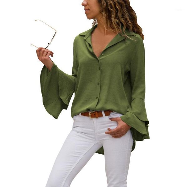 women's blouses & shirts nora twips flare sleeve blouse women chiffon office career solid fashion casual long femme blusa, White
women's blouses & shirts nora twips flare sleeve blouse women chiffon office career solid fashion casual long femme blusa, White