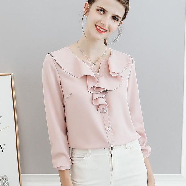 women's blouses & shirts spring summer office lady ruffle neck long sleeve women casual shirt elegant party slim pink blusas, White
women's blouses & shirts spring summer office lady ruffle neck long sleeve women casual shirt elegant party slim pink blusas, White