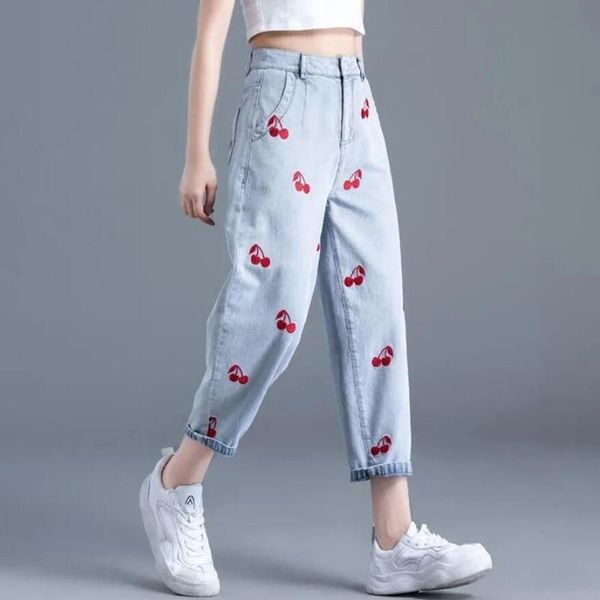 women's jeans women harem fashion embroidery nine-point pants high-waist casual baggy denim trousers high-quality s1786, Blue
women's jeans women harem fashion embroidery nine-point pants high-waist casual baggy denim trousers high-quality s1786, Blue