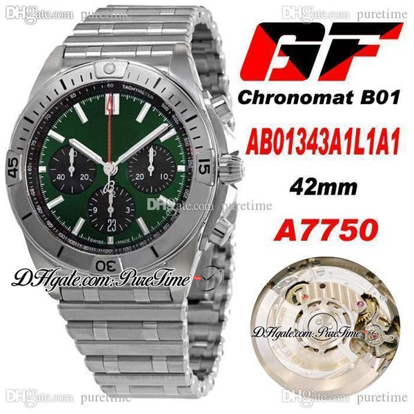gf b01 eta a7750 automatic chronograph mens watch 42mm green dial stick markers ab01343a1l1a1 stainless steel bracelet super edition puretim, Slivery;brown
gf b01 eta a7750 automatic chronograph mens watch 42mm green dial stick markers ab01343a1l1a1 stainless steel bracelet super edition puretim, Slivery;brown