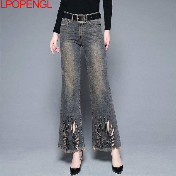 women's jeans autumn women high waist cotton retro wide-leg loose ripped blue splicing trousers chic clothes mom washed hip-hop pants
women's jeans autumn women high waist cotton retro wide-leg loose ripped blue splicing trousers chic clothes mom washed hip-hop pants
