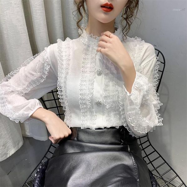 women's blouses & shirts women shirt loose 2021 spring summer female long sleeve casual chiffon solid lace office lady, White
women's blouses & shirts women shirt loose 2021 spring summer female long sleeve casual chiffon solid lace office lady, White