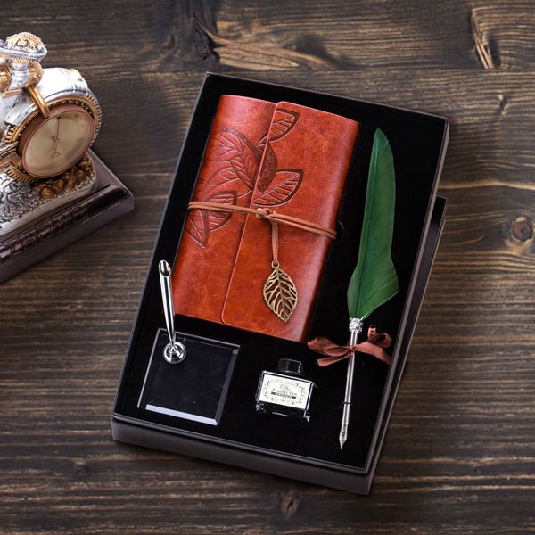 feather dip pen with retro notebook creative gift box set ink calligraphy pen set quill fountain writing pens birthday gift
feather dip pen with retro notebook creative gift box set ink calligraphy pen set quill fountain writing pens birthday gift