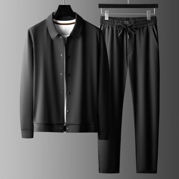 men's tracksuits jsbd autumn and winter light luxury gentleman two-piece set silky elastic breathable high-end lapel leisure sports sui, Gray
men's tracksuits jsbd autumn and winter light luxury gentleman two-piece set silky elastic breathable high-end lapel leisure sports sui, Gray