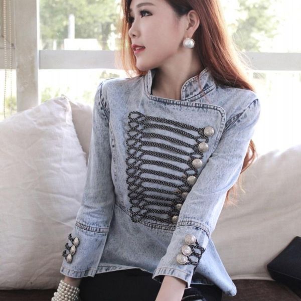 women's jackets european slim fit jean womens fashion solid double breasted chain outerwear female spring casual short denim coat s-xl, Black;brown
women's jackets european slim fit jean womens fashion solid double breasted chain outerwear female spring casual short denim coat s-xl, Black;brown