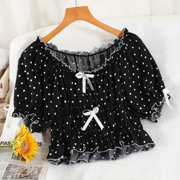 sweet love one-neck short shirt design sense niche temperament western style women's 210709, White
sweet love one-neck short shirt design sense niche temperament western style women's 210709, White