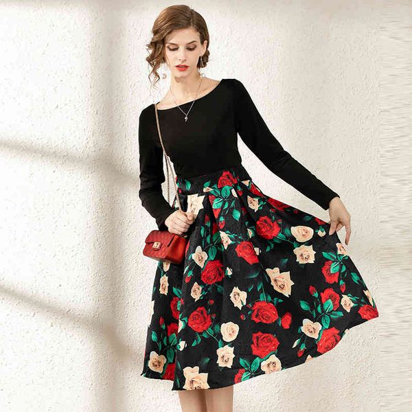 fashion runway designer dress autumn jacquard thin sewing the line dressed in floral printing party dresses qhng, Black;gray
fashion runway designer dress autumn jacquard thin sewing the line dressed in floral printing party dresses qhng, Black;gray