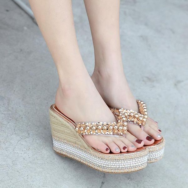 slippers summer style wedge high-heeled ladies sandals thick-soled trifle rhinestone flip flops simple mpy5, Black
slippers summer style wedge high-heeled ladies sandals thick-soled trifle rhinestone flip flops simple mpy5, Black