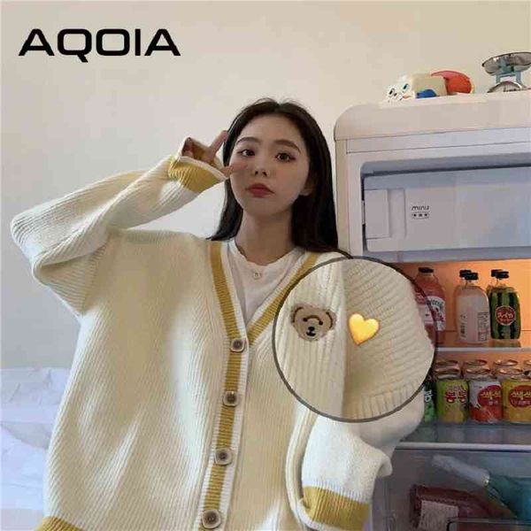 autumn preppy style bear embroidery women knitted sweaters long sleeve button up womens cardigans fashion female cardigan 210521, White
autumn preppy style bear embroidery women knitted sweaters long sleeve button up womens cardigans fashion female cardigan 210521, White
