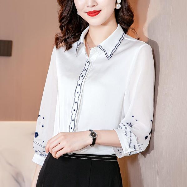 women's blouses & shirts 2021 spring summer women elegant fashion korean embroidery shirt office lady loose casual half sleeve blouse, White
women's blouses & shirts 2021 spring summer women elegant fashion korean embroidery shirt office lady loose casual half sleeve blouse, White