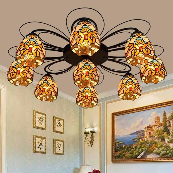 ceiling lights european retro coloured glass living room dining multi head lamp baroque 973 110-240v
ceiling lights european retro coloured glass living room dining multi head lamp baroque 973 110-240v