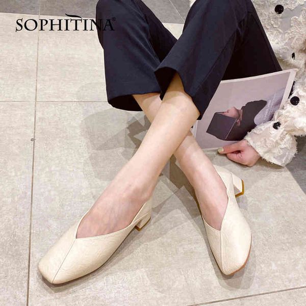 sophitina women pumps print concise handmade shoes shallow thick heel square toe two wear style soft office lady shoes ao90 210513, Black
sophitina women pumps print concise handmade shoes shallow thick heel square toe two wear style soft office lady shoes ao90 210513, Black