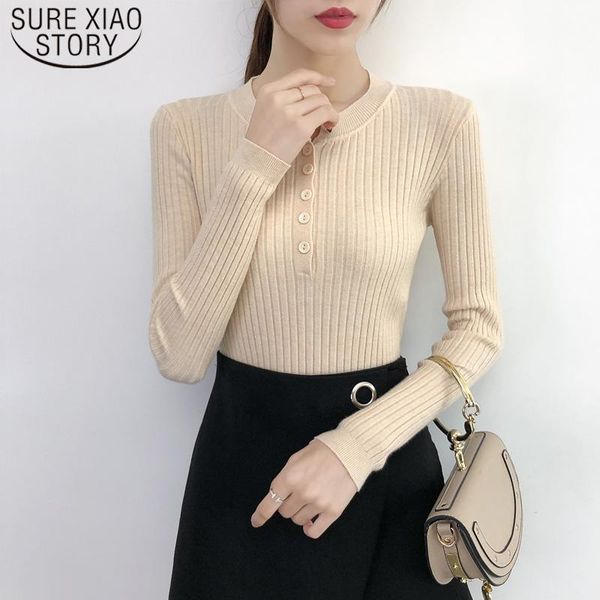 women's sweaters winter slim elasticity solid round neck knitted long sleeve women shirts autumn clothes button 7577 50, White;black
women's sweaters winter slim elasticity solid round neck knitted long sleeve women shirts autumn clothes button 7577 50, White;black