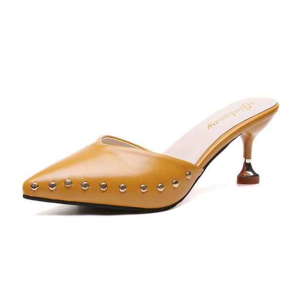 dress shoes fashion ladies pumps mules women woman hoof high heels slip on rivet leather party pointed toe, Black
dress shoes fashion ladies pumps mules women woman hoof high heels slip on rivet leather party pointed toe, Black