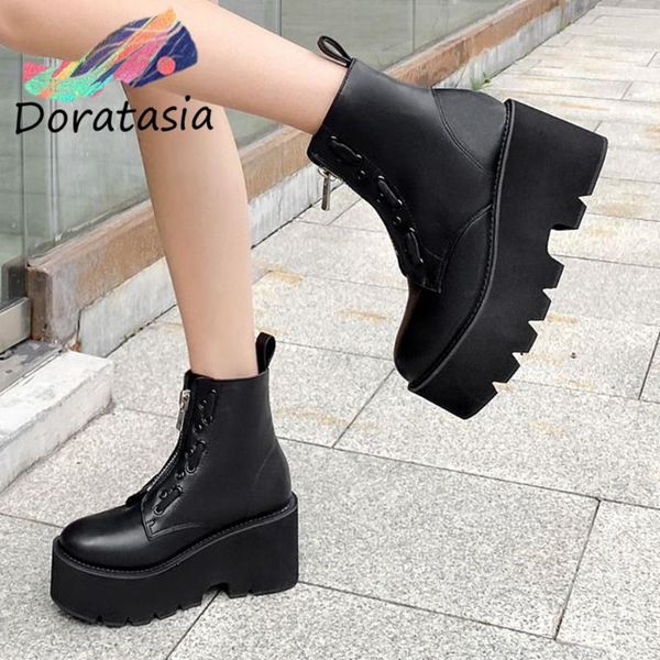 boots doratasia women solid zipper platform square super high heel ankle shoes thick bottom cool, Black
boots doratasia women solid zipper platform square super high heel ankle shoes thick bottom cool, Black